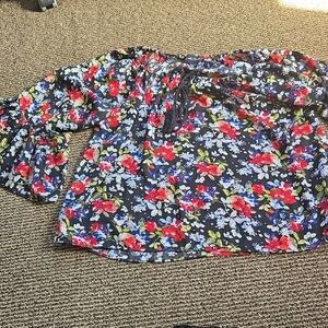 My Michelle Vibrant Floral Print Top W Ruffle Sleeves Boho